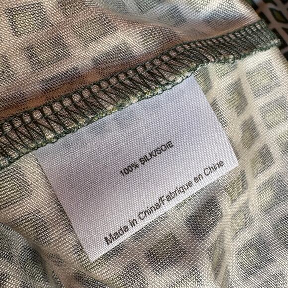 Tory Burch Green and Cream Geometric Print Silk Sheath Dress size L - Picture 11 of 12
